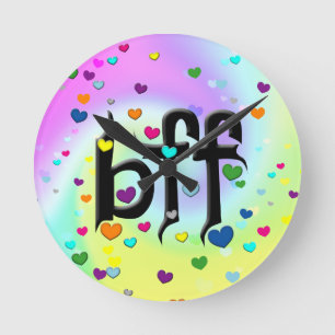 bff ~ hearts round clock