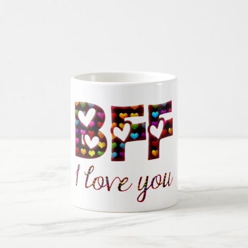 BFF I Love You Cute Hearts Typography Friendship Coffee Mug