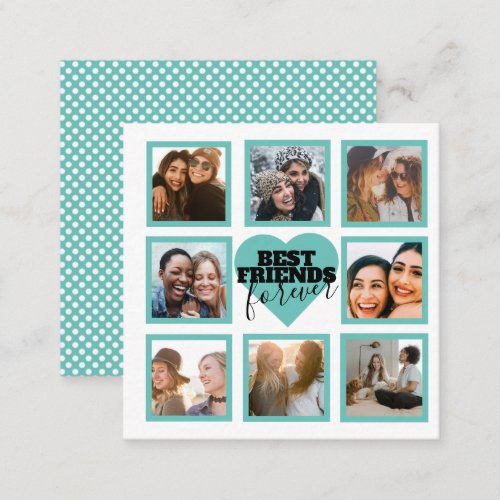 BFF Insta Photo Collage Teal Heart  Note Card