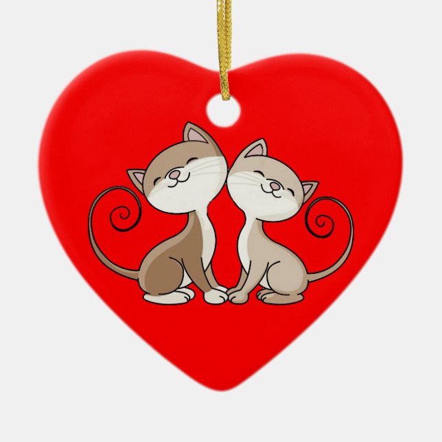 BFF Kitties with Curling Tails Ceramic Ornament (Front)