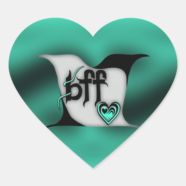 bff ~ lovebirds heart sticker (Front)