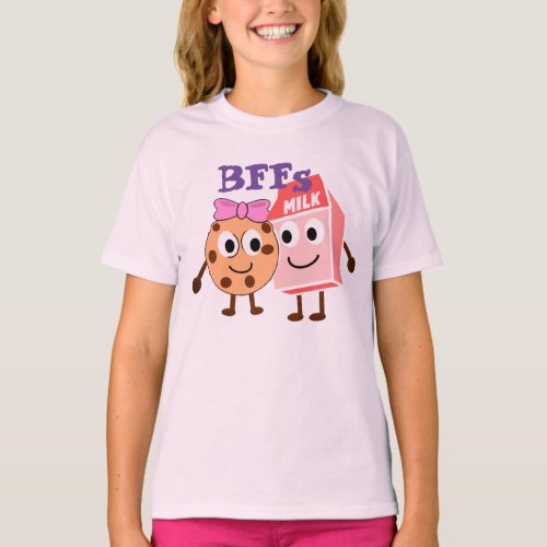 BFF milk and chocolate chip cookies Kids Funny  T_Shirt
