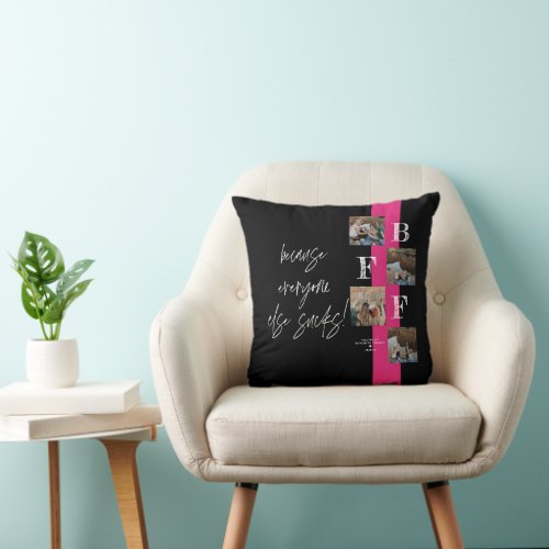 BFF Photo Collage Best Friend Birthday Gift Custom Throw Pillow