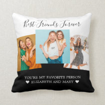 BFF Photo Collage Best Friends Personalized Black Throw Pillow BFF Photo Collage Best Friends Personalized Black Throw Pillow
