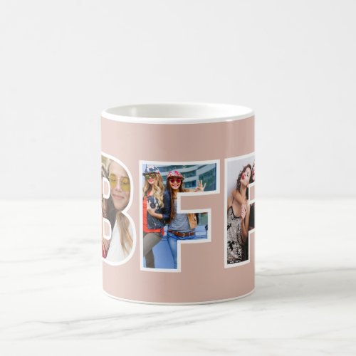 BFF Photo Collage Chic Trendy Pink Besties Quote Coffee Mug
