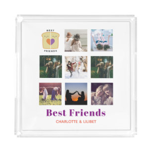 BFF Photo Collage Gift Peanutbutter Jelly Sandwich Acrylic Tray