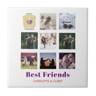 BFF Photo Collage Gift Peanutbutter Jelly Sandwich Ceramic Tile