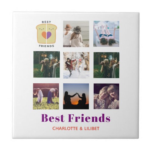 BFF Photo Collage Gift Peanutbutter Jelly Sandwich Ceramic Tile