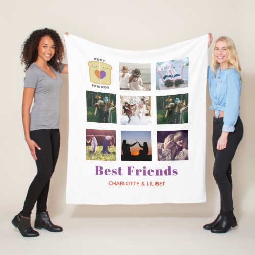 BFF Photo Collage Gift Peanutbutter Jelly Sandwich Fleece Blanket