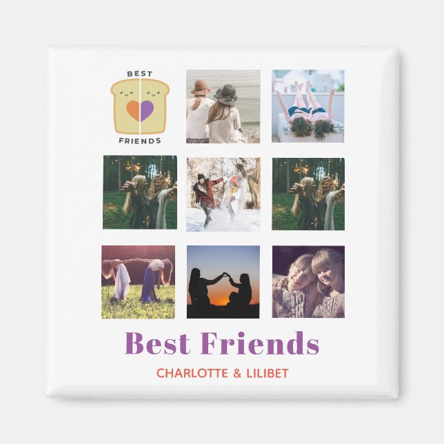 BFF Photo Collage Gift Peanutbutter Jelly Sandwich Magnet (Front)