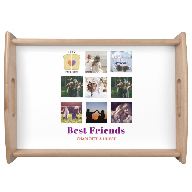 BFF Photo Collage Gift Peanutbutter Jelly Sandwich Serving Tray (Front)