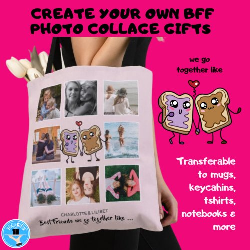 BFF Photo Collage gifts _ We Go Together Like Tote Bag