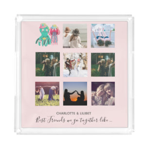 BFF Photo Collage Jellyfish Octopus Custom Gift Acrylic Tray