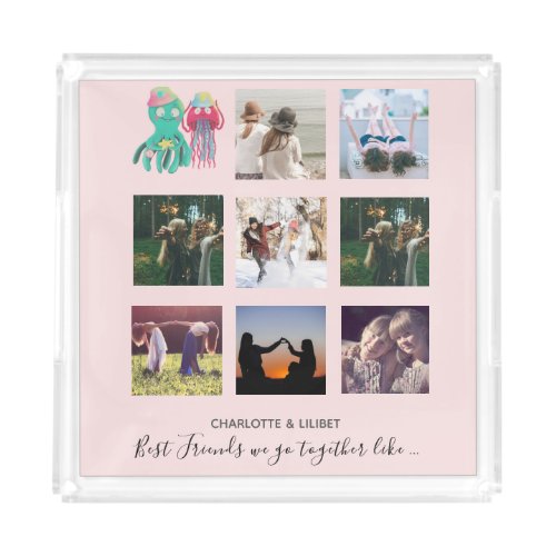 BFF Photo Collage Jellyfish Octopus Custom Gift Acrylic Tray