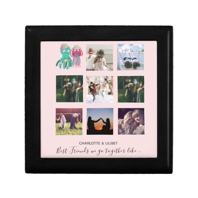 BFF Photo Collage Jellyfish Octopus Custom Gift Box (Front)