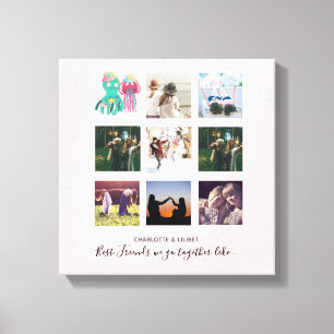 BFF Photo Collage Jellyfish Octopus Custom Gift Canvas Print