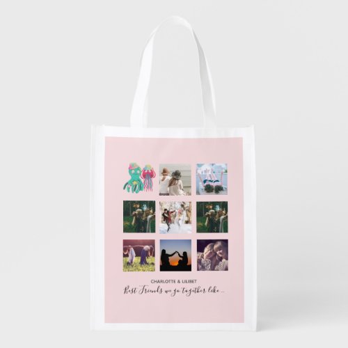 BFF Photo Collage Jellyfish Octopus Custom Gift Grocery Bag