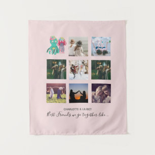 BFF Photo Collage Jellyfish Octopus Custom Gift Tapestry