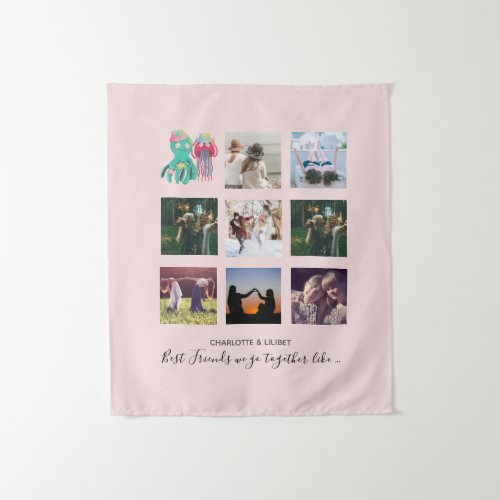 BFF Photo Collage Jellyfish Octopus Custom Gift Tapestry
