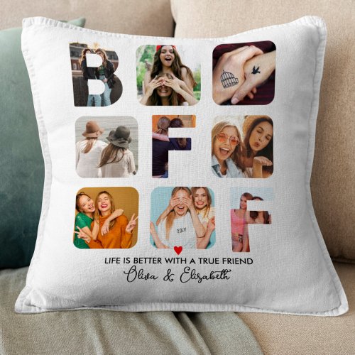 BFF Photo Collage Personalized Best Friends Bestie Throw Pillow