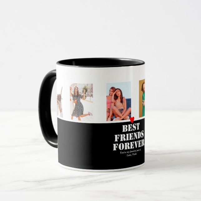 BFF Photo Collage Personalized Quote Best Friend Mug (Front Left)