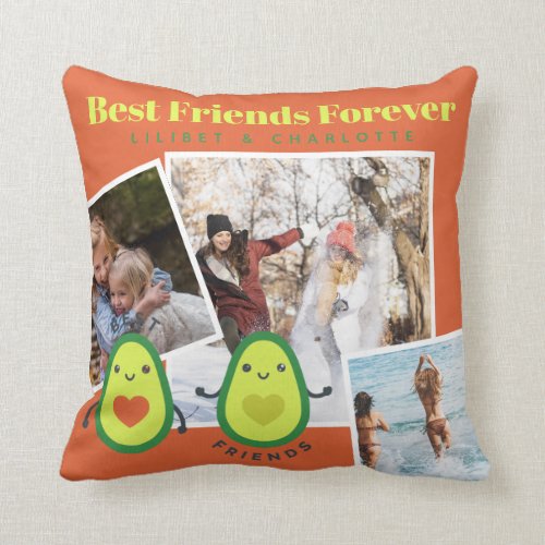 BFF Photo Gift AVOCADO Best Friends Kawaii Cute    Throw Pillow