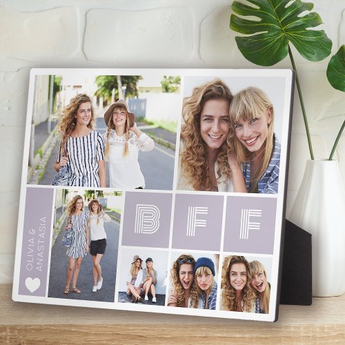 BFF Purple Heart Multi Photo Collage Plaque