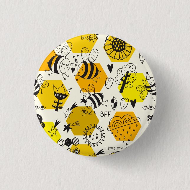BFF Queen Bee Gifts For Besties Save The Bees Button (Front)