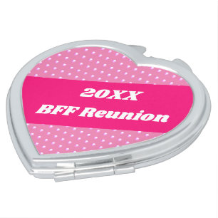 BFF Reunion Pink Polka Dot Girls Trip Keepsake Compact Mirror