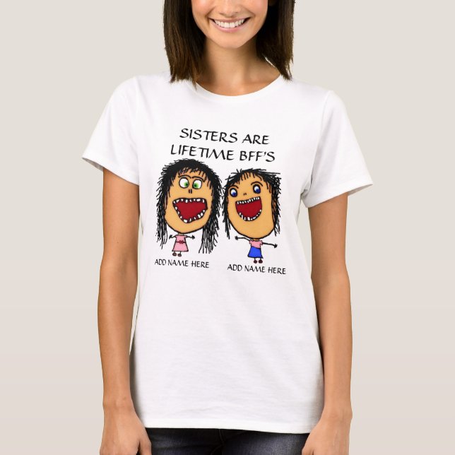 BFF Sisters Cartoon T-Shirt (Front)