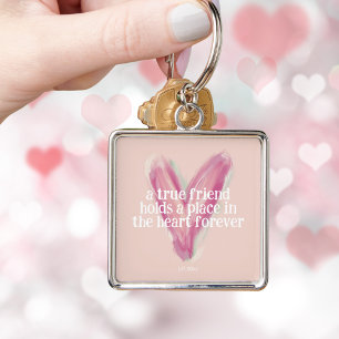 BFF Valentine Gift With Watercolor Heart Keychain