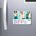BFFs Best Friends Photo Personalized Name Girly Magnet<br><div class="desc">This design features a modern BFF text made of girly hearts and three photo jigsaw puzzle with your personalized names. Celebrate your friendship with your best friends with this gorgeous gift. Add your own photos and edit the names in the text boxes provided #puzzle #jigsaw #jigsawpuzzles #games #fun #gift #gifts...</div>