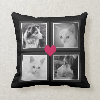 BFFs Cute Heart with Four Instagram Photos Throw Pillow