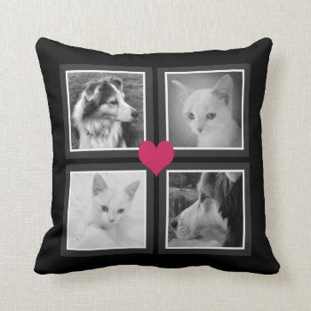 Bffs Cute Heart With Four Instagram Photos Throw Pillow by PartyHearty at Zazzle