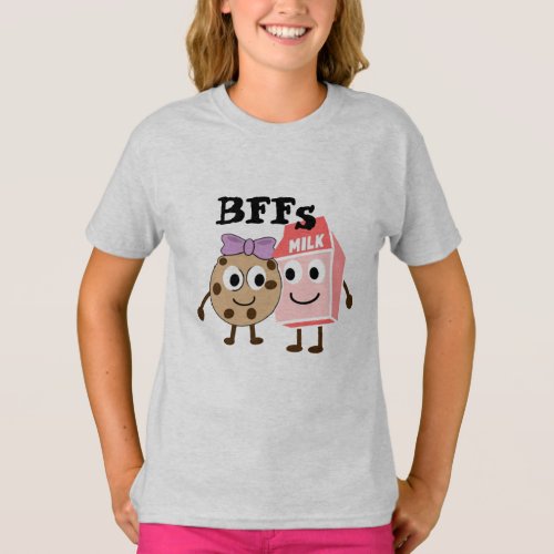 BFFS milk and chocolate chip cookies funny humor T_Shirt