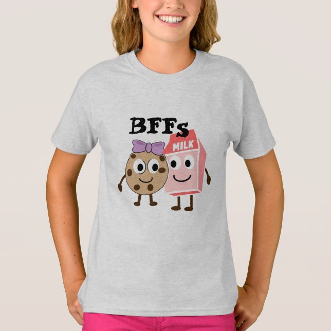 BFFS milk and chocolate chip cookies funny humor T-Shirt (Front)