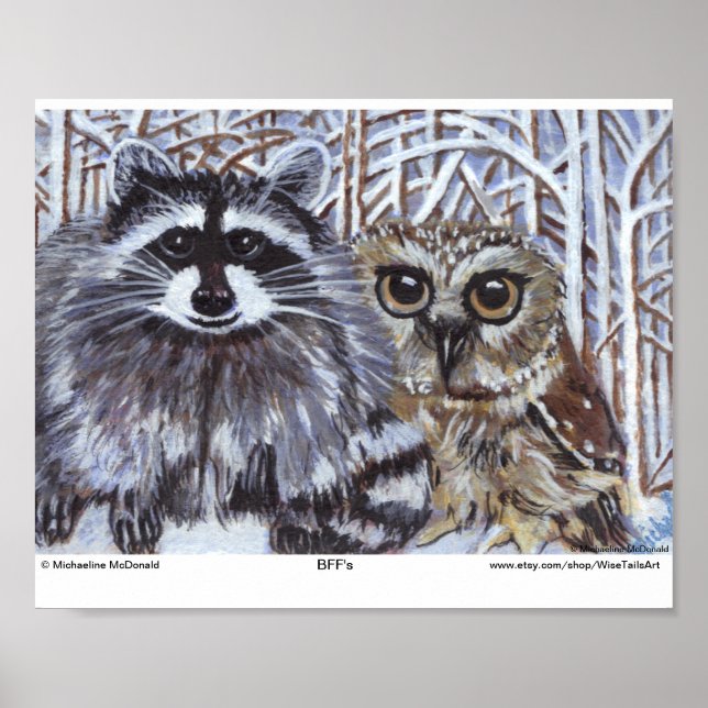 BFF's Raccoon and Owl Art Print (Front)