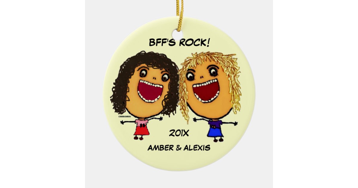 BFF's Rock Cartoon Ceramic Ornament | Zazzle