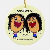 BFF's Rock Cartoon Ceramic Ornament | Zazzle