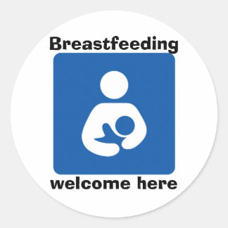 bficon-med, Breastfeeding, welcome here Classic Round Sticker
