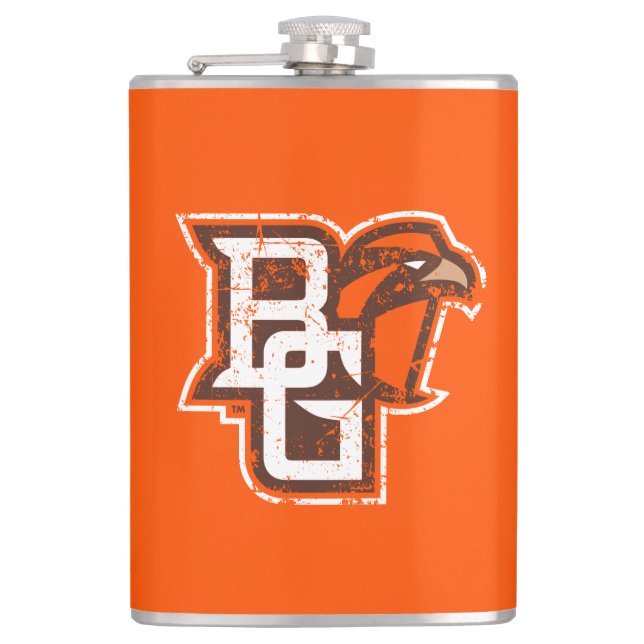 BG Falcons Distressed Flask (Front)