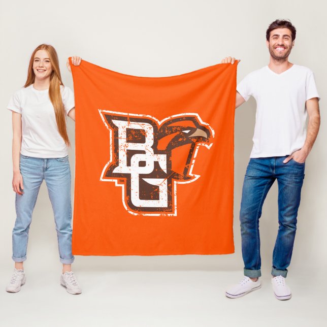 BG Falcons Distressed Fleece Blanket (In Situ)