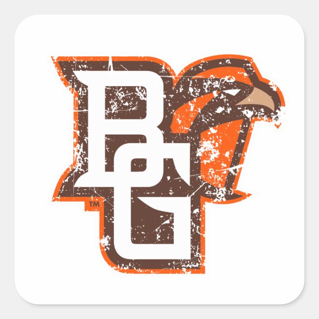 BG Falcons Distressed Square Sticker (Front)