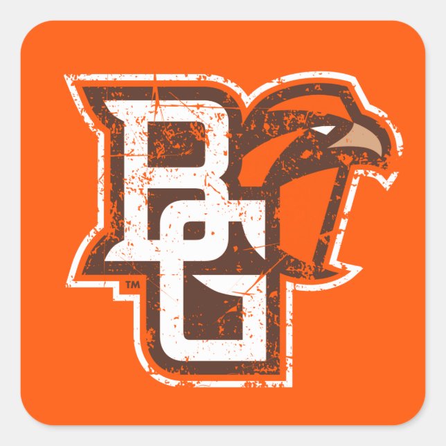 BG Falcons Distressed Square Sticker (Front)