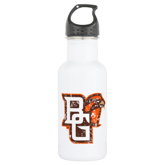 BG Falcons Distressed Stainless Steel Water Bottle (Front)
