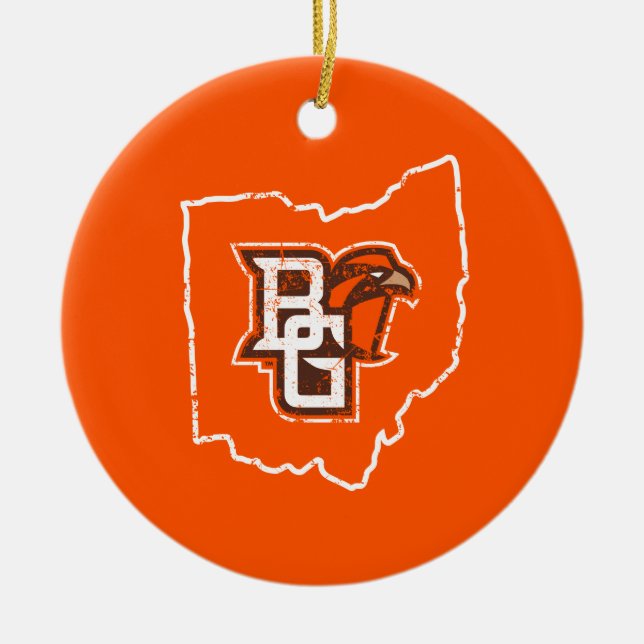 BG State Love Ceramic Ornament (Front)