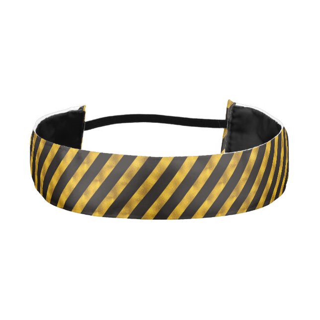 BG Stripes Pattern black gold + your ideas Athletic Headband (Front)