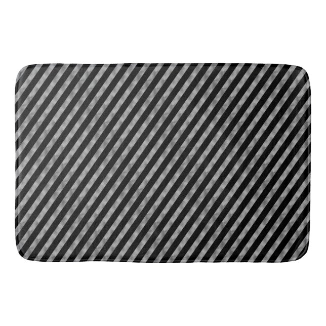 BG Stripes Pattern black silver + your idea Bath Mat (Front)