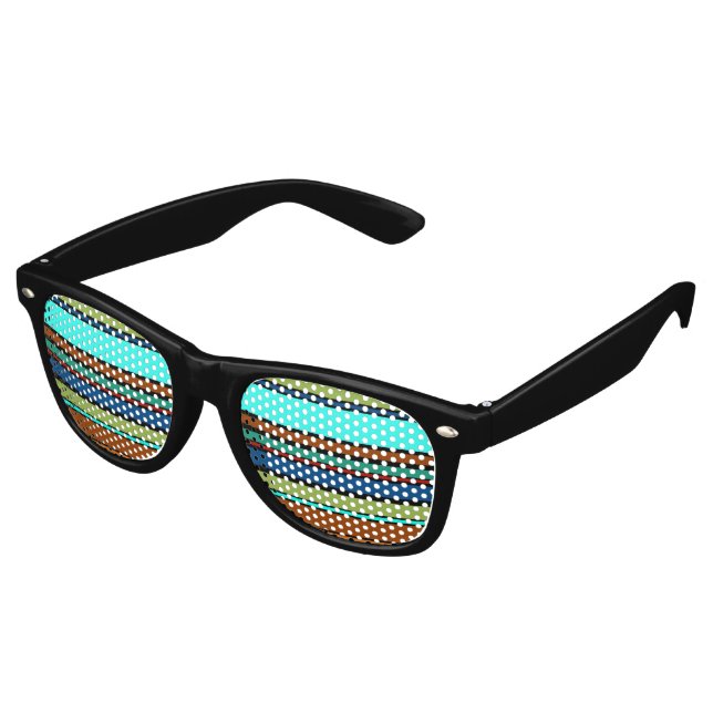 BG Stripes Pattern colored XII + your background Retro Sunglasses (Angled)