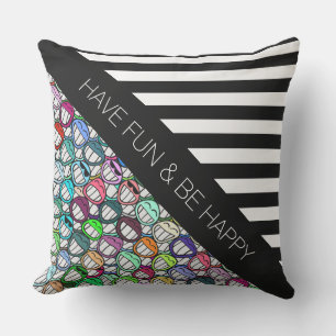 BG Stripes Pattern wide black + cool group Outdoor Pillow